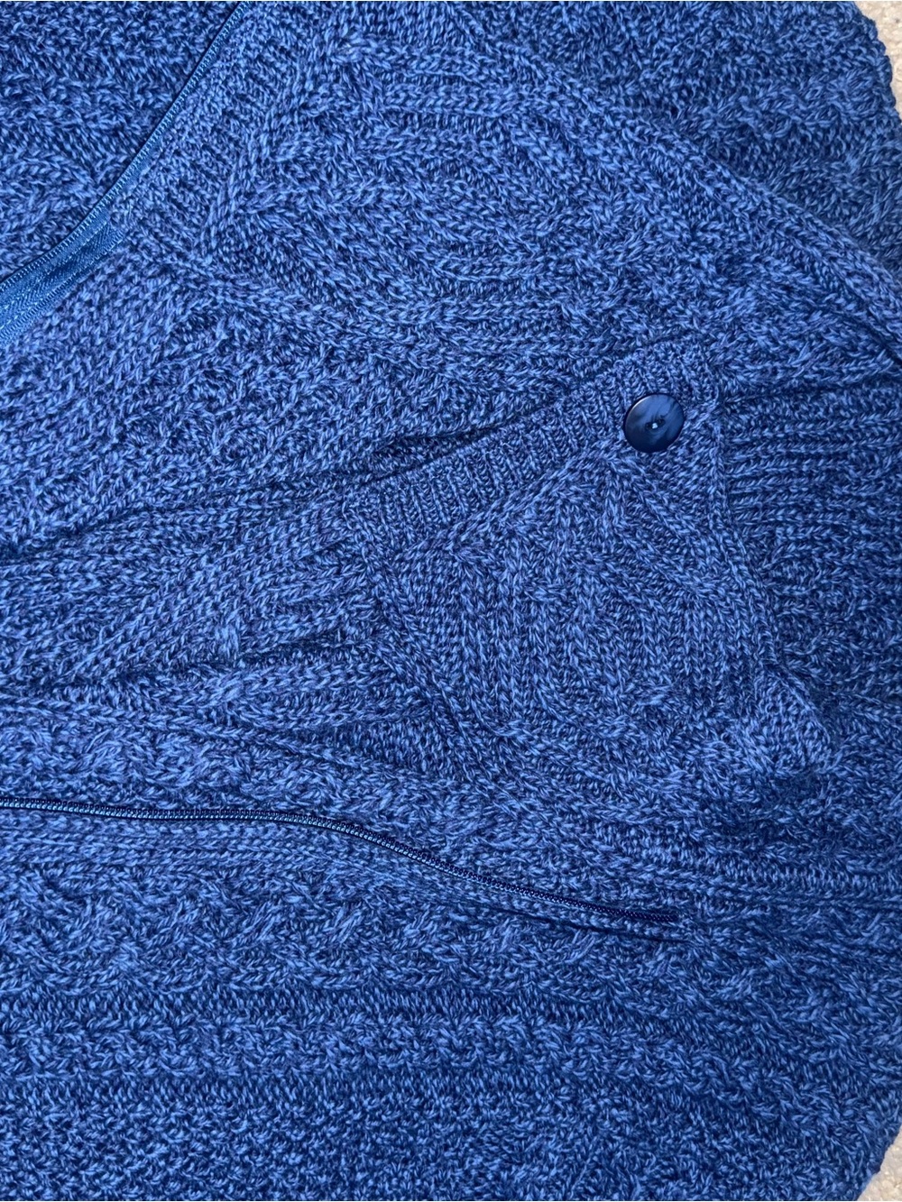 Aran Crafts Ireland 100% Merino Wool Size XL Cable Knit Cardigan Sweater Blue - Picture 10 of 10